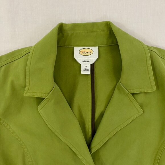 Talbots 90's Vintage Cotton Stretch 3 Button Blazer Apple Green Size 12 Preppy - Picture 10 of 13